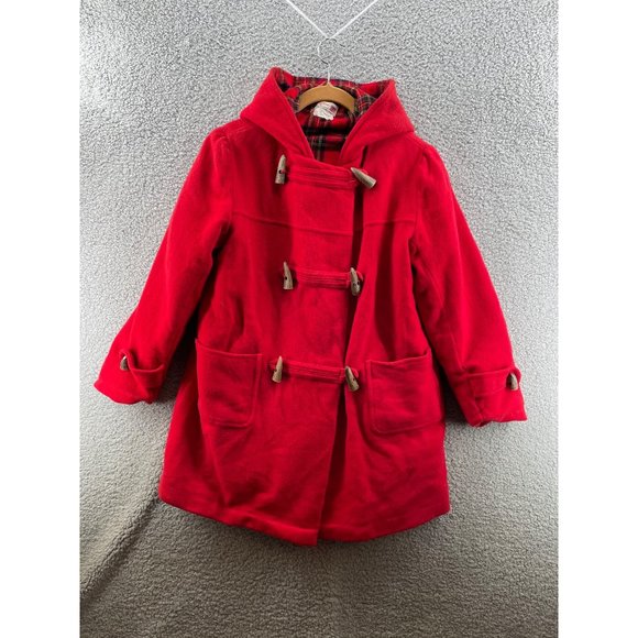 Vintage George White  Fort Brockhurst Wool Toggle Pea Coat Jacket Red Size 10 - Picture 1 of 15